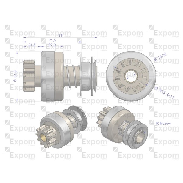 Zespół sprzęgający rozrusznika R-10A 8517000EX | Exvi