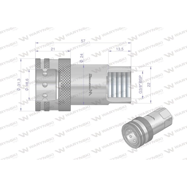 Szybkozłącze hydrauliczne gniazdo G3/8"BSP WIAR38MW | Exvi