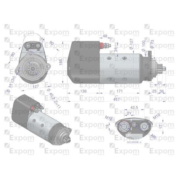 Rozrusznik R20E 300875ER 24V 6.5 kW C-385 300875EX | Exvi