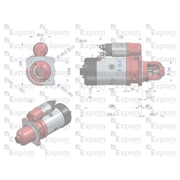 Rozrusznik R11A 300854ER. 46657000 12V 3 kW 300854EX | Exvi