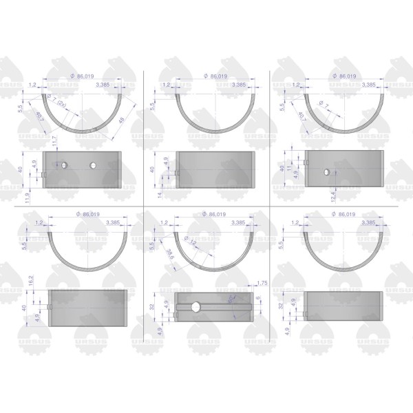 Komplet panewek głównych N-1.00 (IV 9006023410U | Exvi