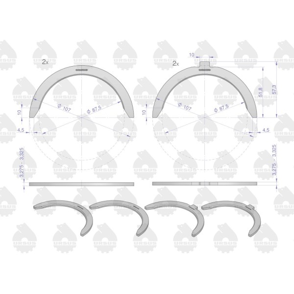 Komplet półpierścieni N-0.75 (III szlif) 9125062013U | Exvi