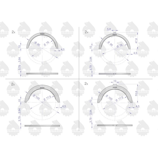 Komplet półpierścieni N-0.90 (III szlif) 9003062310U | Exvi