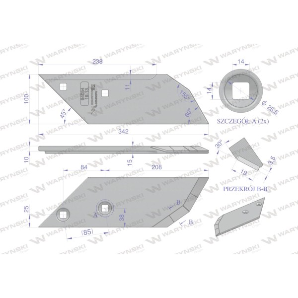 Dłuto. nakładka lemiesza prawa zastosowanie 3364050W | Exvi