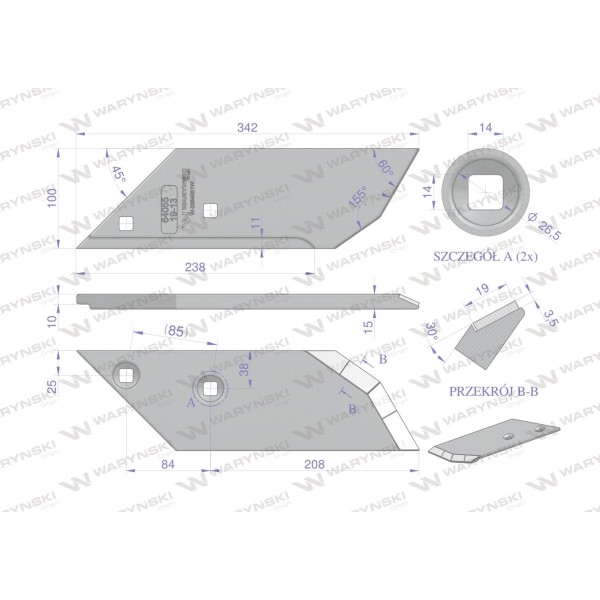 Dłuto. nakładka lemiesza lewa zastosowanie 3364051W | Exvi