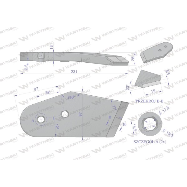 Dłuto. nakładka lemiesza prawa zastosowanie 622128W | Exvi