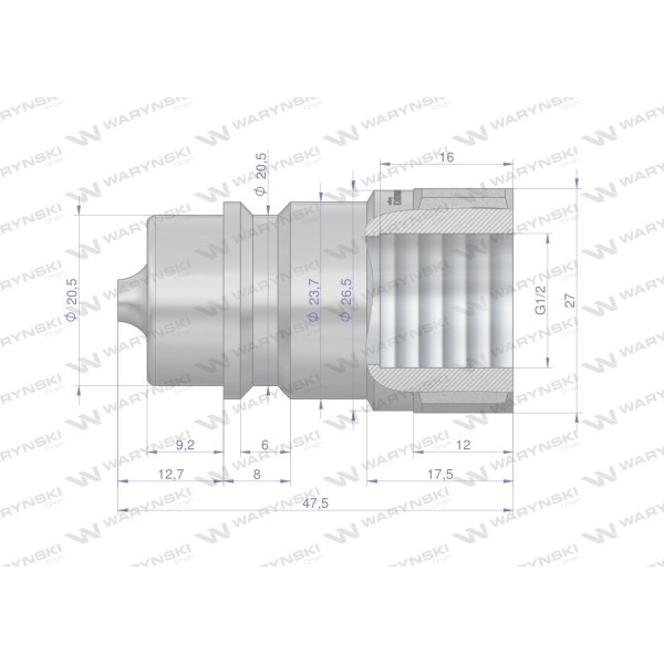 Szybkozłącze hydrauliczne wtyczka G1/2"BSP WIAR12SW | Exvi