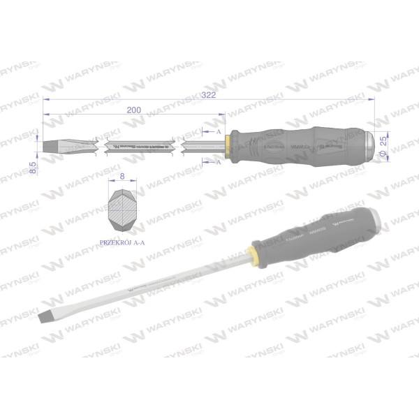 wkrętak do pobijania 8.5x200mm Waryński WMW059 | Exvi