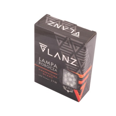 Lampa robocza kwadratowa 27W 9 LED GLANZ L0077G | Exvi