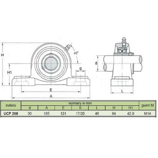Oprawa łożyskowa UCP206 RM-UCP206 | Exvi