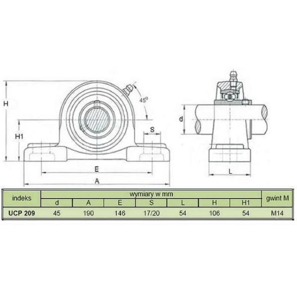 Oprawa łożyskowa UCP209 RM-UCP209 | Exvi