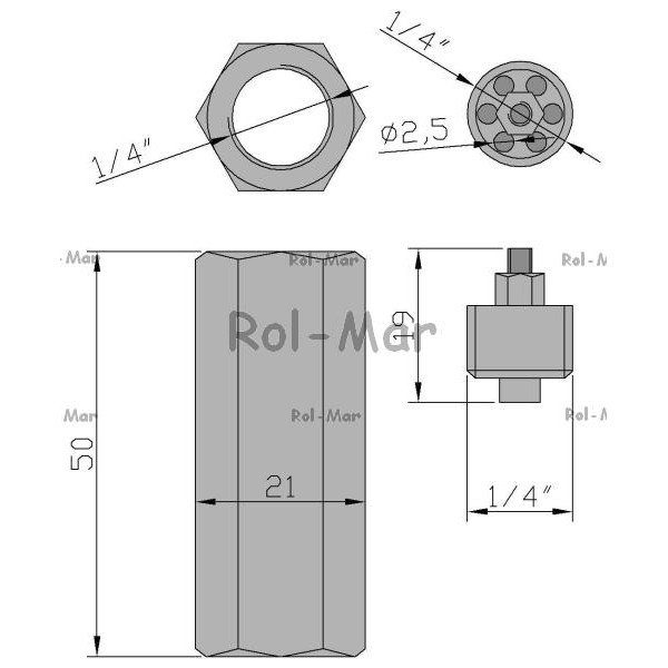 Zawór zabezpieczający 1/4" (gwint wew.) 25L V0771 | Exvi