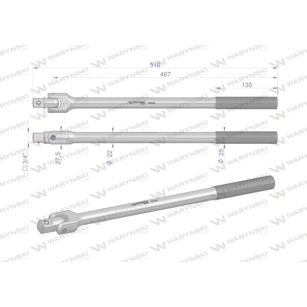Rękojeść przegubowa 3/4 CrV Waryński 480mm WMN139 | Exvi