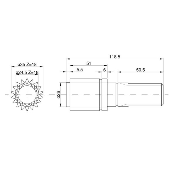 Wałek przedniej zwolnicy 18Z\18Z 5214359 RM-81435C1 | Exvi