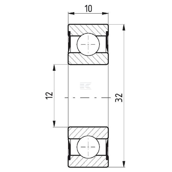 Łożysko kulkowe zwykłe 12x32x10 mm FŁT 778062012RS | Exvi
