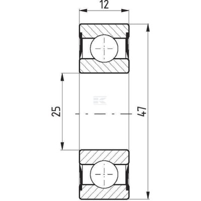 Łożysko kulkowe zwykłe 25x47x12 mm FŁT 778060052RS | Exvi