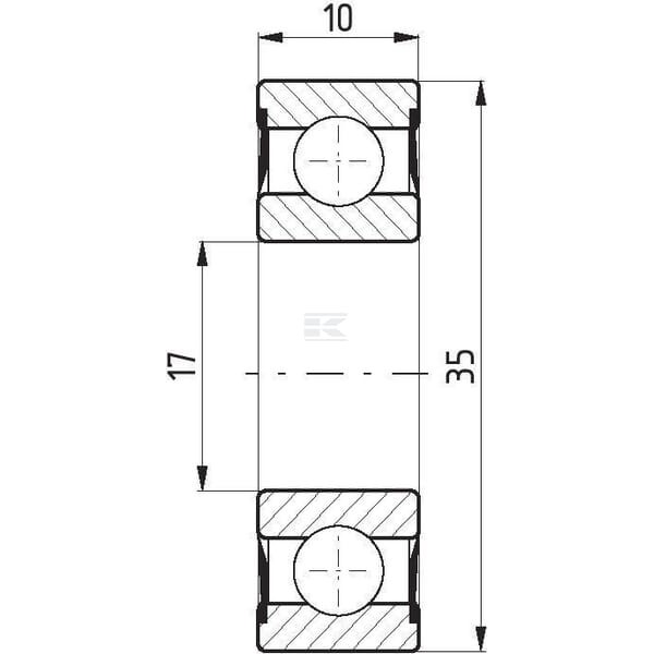 Łożysko kulkowe zwykłe 17x35x10 mm FŁT 778060032RS | Exvi