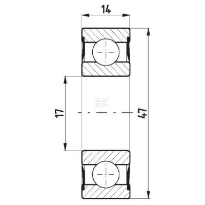Łożysko kulkowe zwykłe 14x47x14 mm FŁT 778063032RS | Exvi