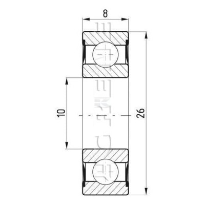 Łożysko kulkowe zwykłe 10x26x8 mm FŁT 778060002RS1 | Exvi