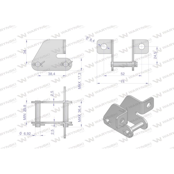 Zamek łańcucha z przyłączemobustronnym Z38.4RSD | Exvi