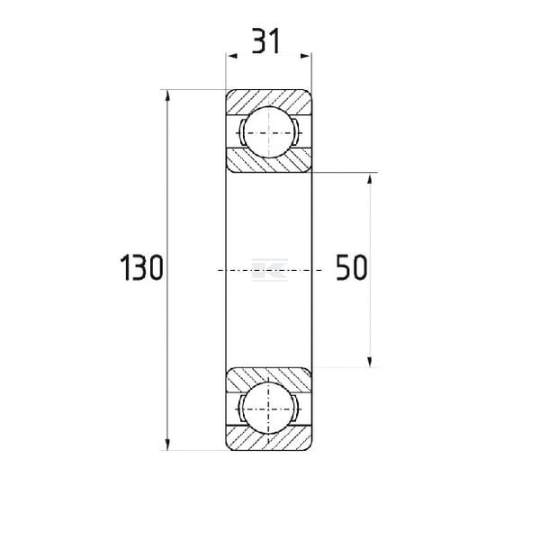 Łożysko kulkowe zwykłe 50x130x31 mm FŁT 77806410 | Exvi