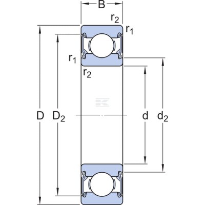 Łożysko kulkowe zwykłe 10x30x9 mm SKF 62002RSSKF | Exvi