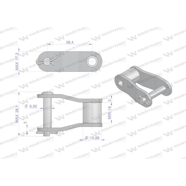 Półogniwo łańcucha 38.4V Waryński P38.4V | Exvi