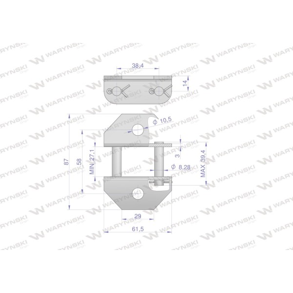 Zamek łańcucha z przyłączemobustronnym Z38.4VBK | Exvi