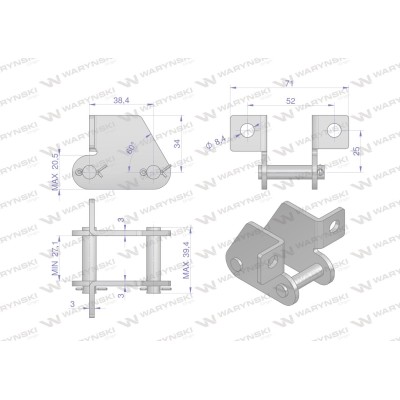 Zamek łańcucha z przyłączemobustronnym Z38.4VBSD | Exvi