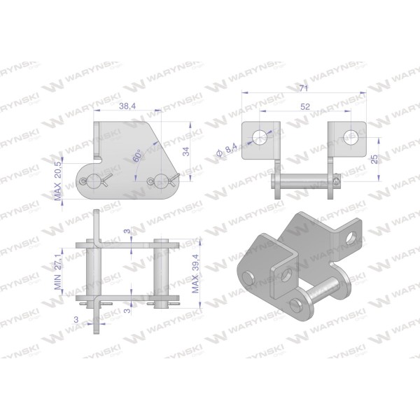 Zamek łańcucha z przyłączemobustronnym Z38.4VBSD | Exvi