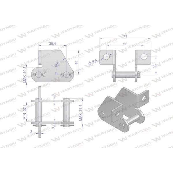 Zamek łańcucha z przyłączemobustronnym Z38.4VBSD | Exvi