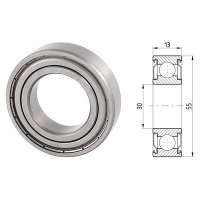 Łożysko kulkowe zwykłe 30x55x13 mm 77776006 | Exvi
