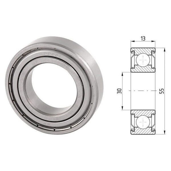 Łożysko kulkowe zwykłe 30x55x13 mm 77776006 | Exvi