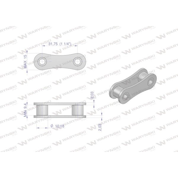 Ogniwo wewnętrzne łańcucha A2050 210A (R1 O210A | Exvi