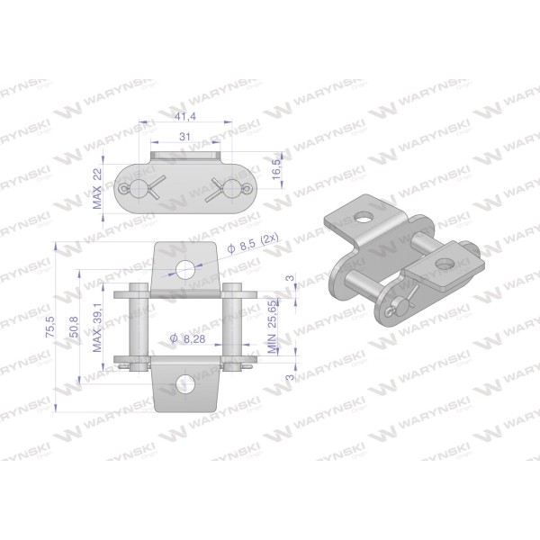 Zamek łańcucha z przyłączemobustronnym ZCA550VDK | Exvi