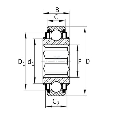 Łożysko kulkowe zwykłe 22.22x52x25.4x15 SK014205KRR | Exvi