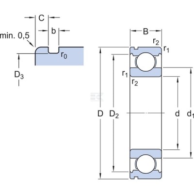Łożysko kulkowe zwykłe 30x72x19 mm SKF 6306NSKF | Exvi