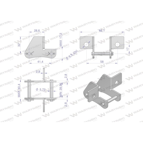 Zamek łańcucha z przyłączemobustronnym S45SD ZS45SD | Exvi