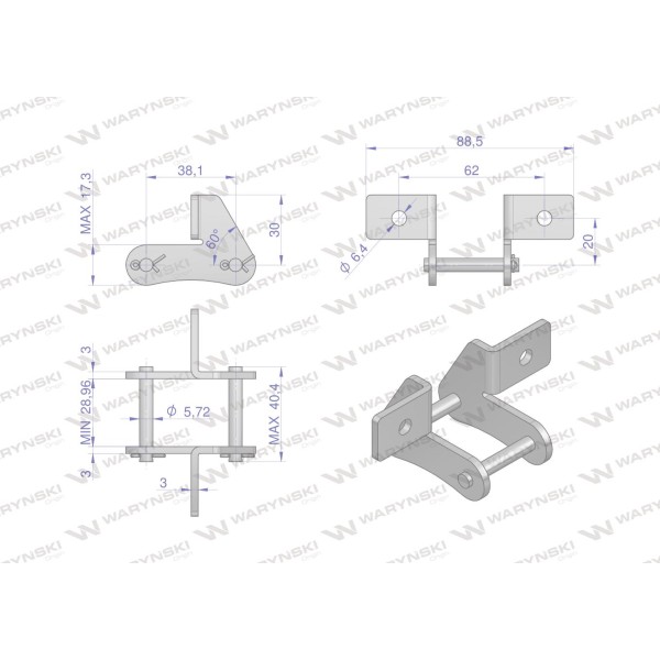 Zamek łańcucha z przyłączemobustronnym S52SD ZS52SD | Exvi