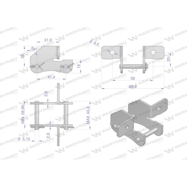 Zamek łańcucha z przyłączemobustronnym S55SD ZS55SD | Exvi