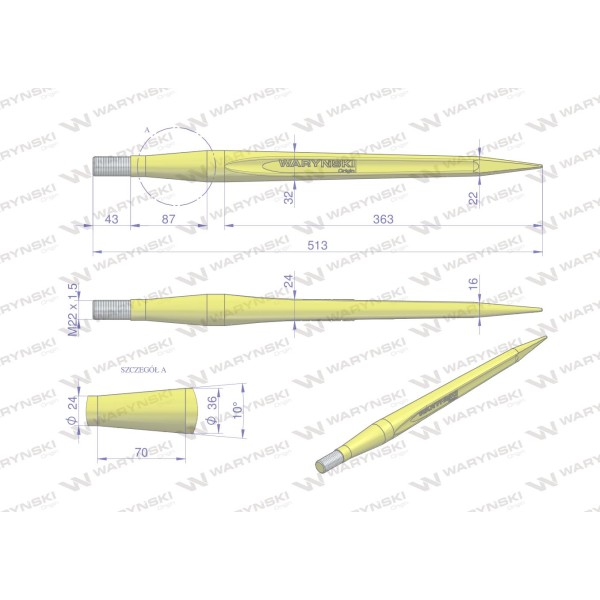 Ząb ładowacza uniwersalny prosty L- 510 W9132-510P | Exvi