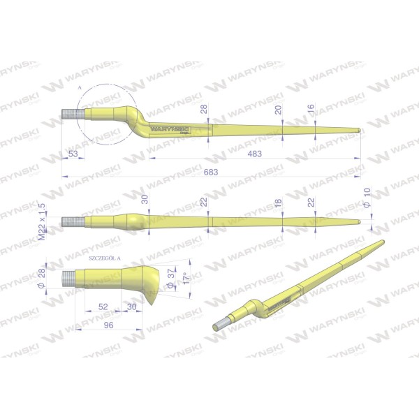 Ząb ładowacza uniwersalny Z L- 680 mm Tur W9132-680W | Exvi