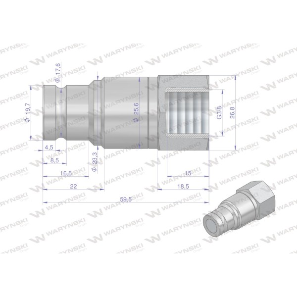 Szybkozłącze hydrauliczne suchoodcinające WIFR38SW | Exvi