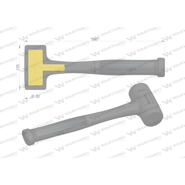 Młotek gumowy czarny lity 900 g trzonek WMM202 | Exvi