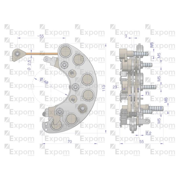 Prostownik alternatora 9515672EX C-385 95/15-672/5 | Exvi