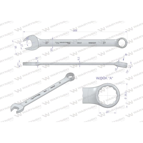 Klucz płaskooczkowy extra długi 27mm dł 388mm WMK208 | Exvi