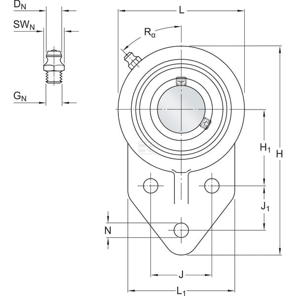 Łożysko kulkowe kołnierzowe z oprawą 3-otw. UCFB205H | Exvi