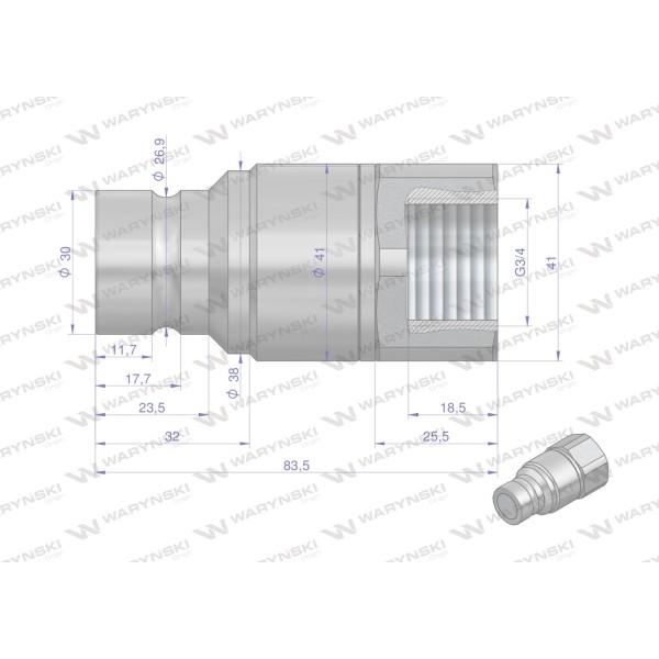Szybkozłącze hydrauliczne suchoodcinające WIFR34SW | Exvi