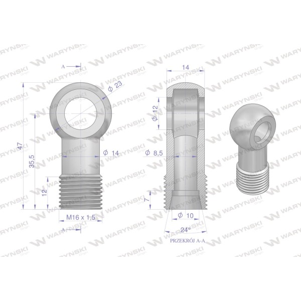 Złączka Oczkowa Fi12-10L (M16X1.5) OCZKO-12-10L | Exvi
