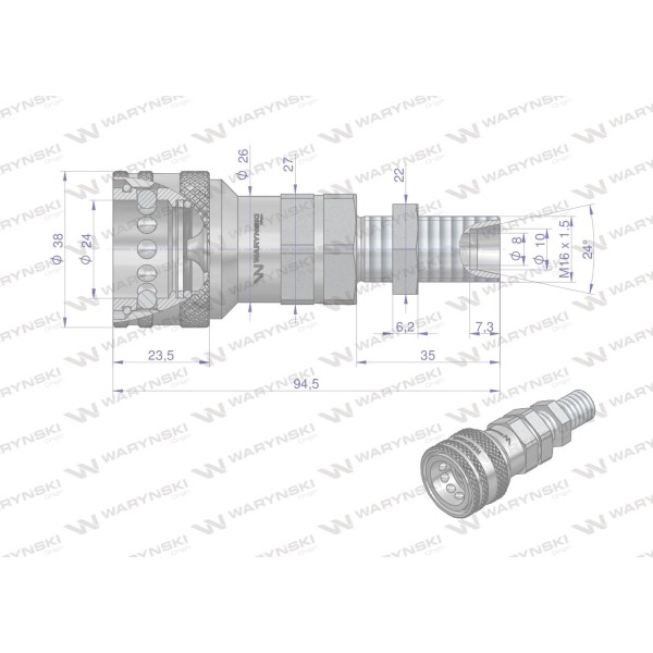 Szybkozłącze hydrauliczne gniazdo long WIAM16MZL | Exvi